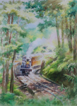 Meandering Railway Chaoping Line_Alishan Forest Railway_painted by Lai Ying-Tse_賴英澤-蜿蜒沼平線_阿里山森林鐵道
